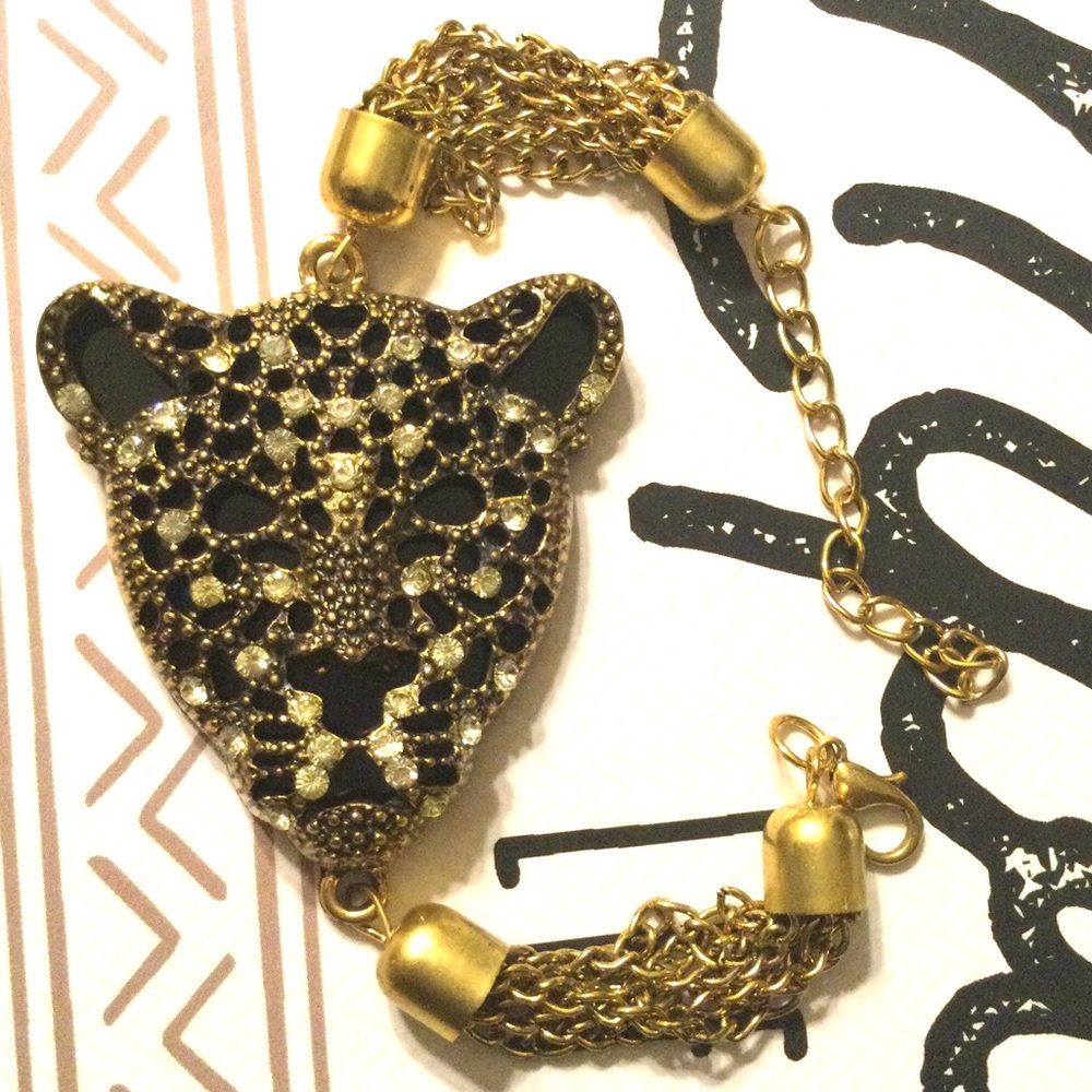 Gold and Black Leopard Bracelet